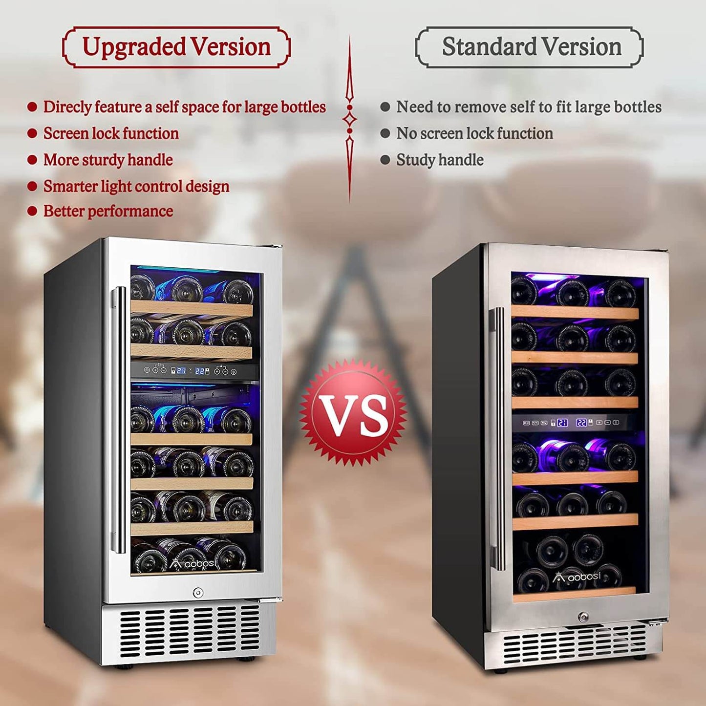 Bodega cooler 15 Inch Wine Cooler 28 Bottle Dual Zone Wine Refrigerator ‎JC-85B