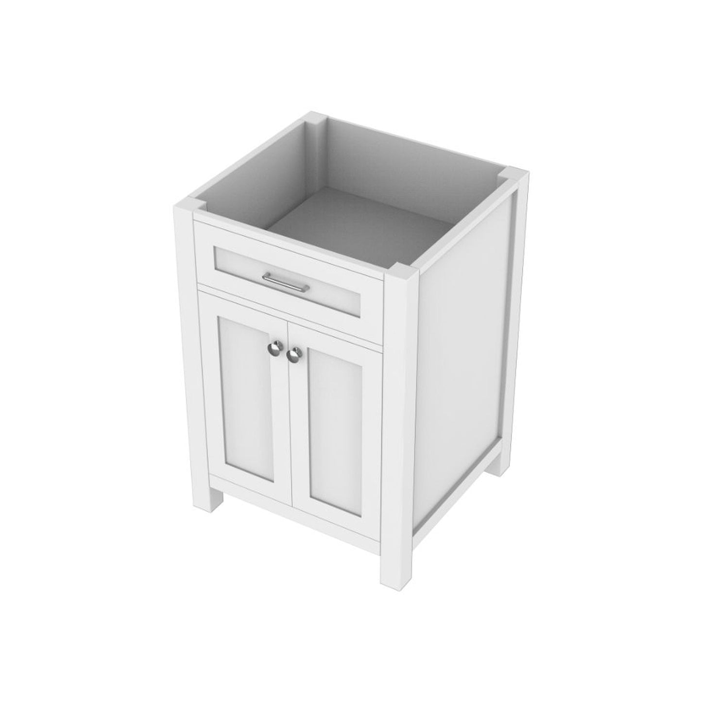 Alya Bath Norwalk 24" Single White Freestanding Bathroom Vanity With Brushed Nickel Edge Handles - HE-101-24-W