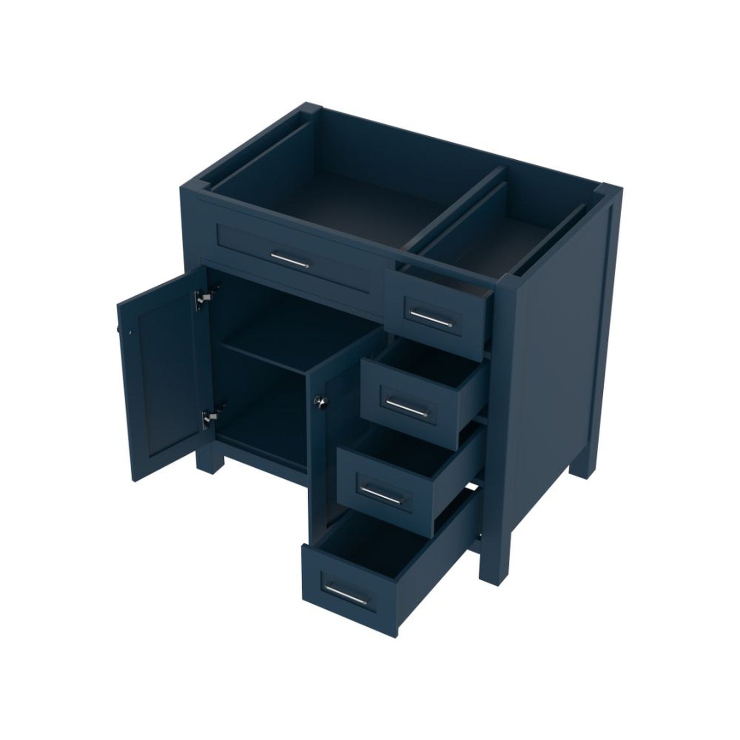 Alya Bath Norwalk  36" Single Blue Freestanding Bathroom Vanity with Drawer and Brushed Nickel Edge Handles - HE-101-36-DR-B