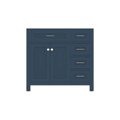 Alya Bath Norwalk  36" Single Blue Freestanding Bathroom Vanity with Drawer and Brushed Nickel Edge Handles - HE-101-36-DR-B