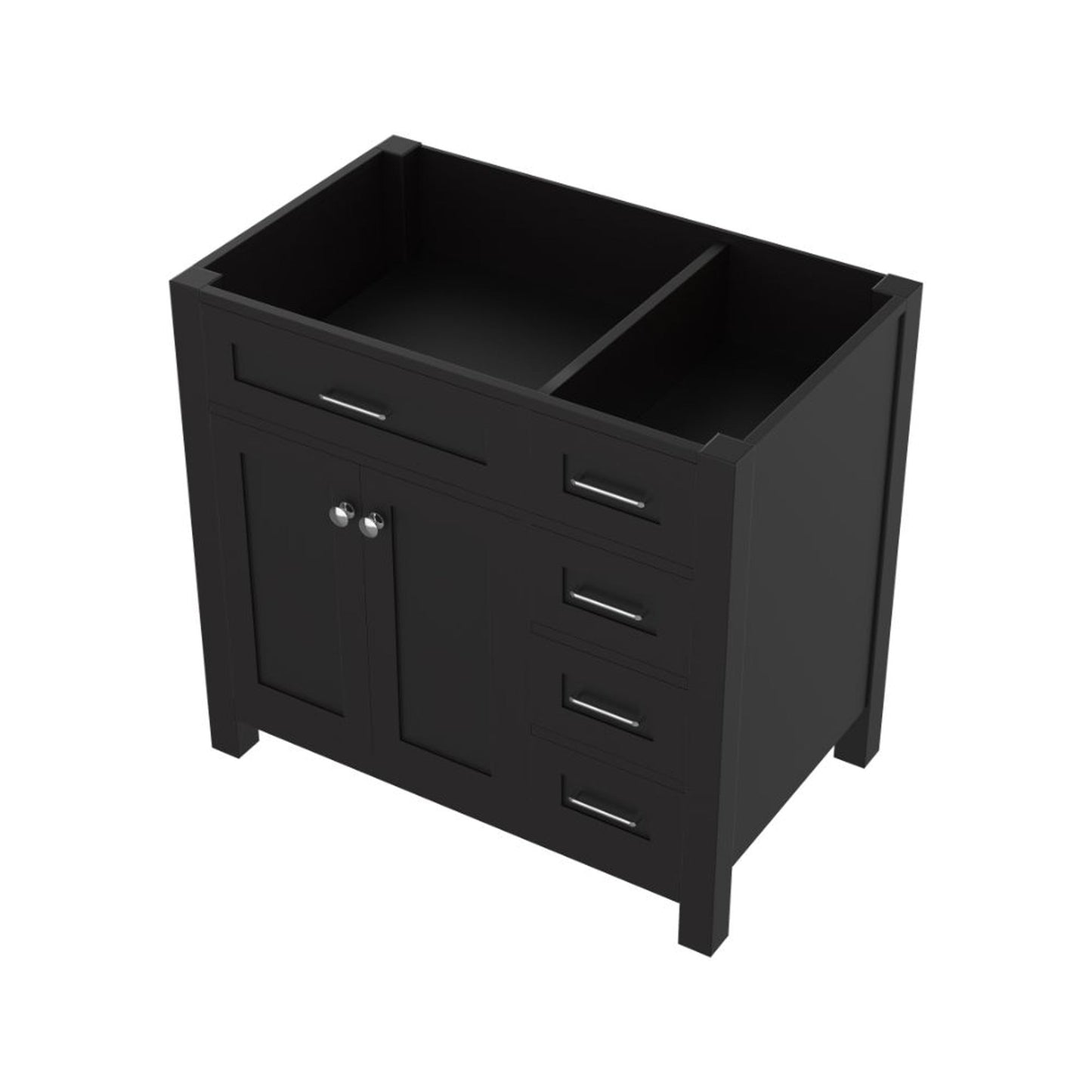 Alya Bath Norwalk  36" Single Espresso Freestanding Bathroom Vanity with Drawer and Brushed Nickel Edge Handles - HE-101-36-DR-E