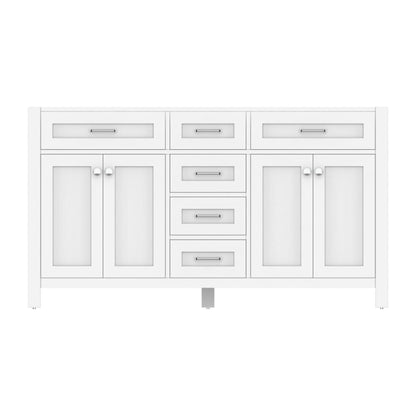 Alya Bath Norwalk 60" Double White Freestanding  Bathroom Vanity  With Brushed Nickel Edge Handles - HE-101-60D-W