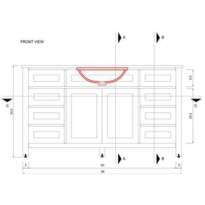 Alya Bath Norwalk 60" Single White Freestanding  Bathroom Vanity With Carrara Marble Top, Ceramic Sink with Wall Mounted Mirror - HE-101-60S-W-CWMT + AT-48-M-W