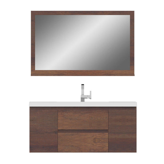 Alya Bath Paterno 48" Single Rosewood Modern Wall Mounted Bathroom Vanity With Acrylic Top and Integrated Sink - AB-MOF48-RW