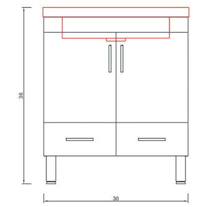 Alya Bath Ripley  30" Single Gray Modern Freestanding  Bathroom Vanity With Integrated Acrylic Top, Acrylic Sink and Wall Mounted Mirror - AT-8085-G+AT-30-M-G