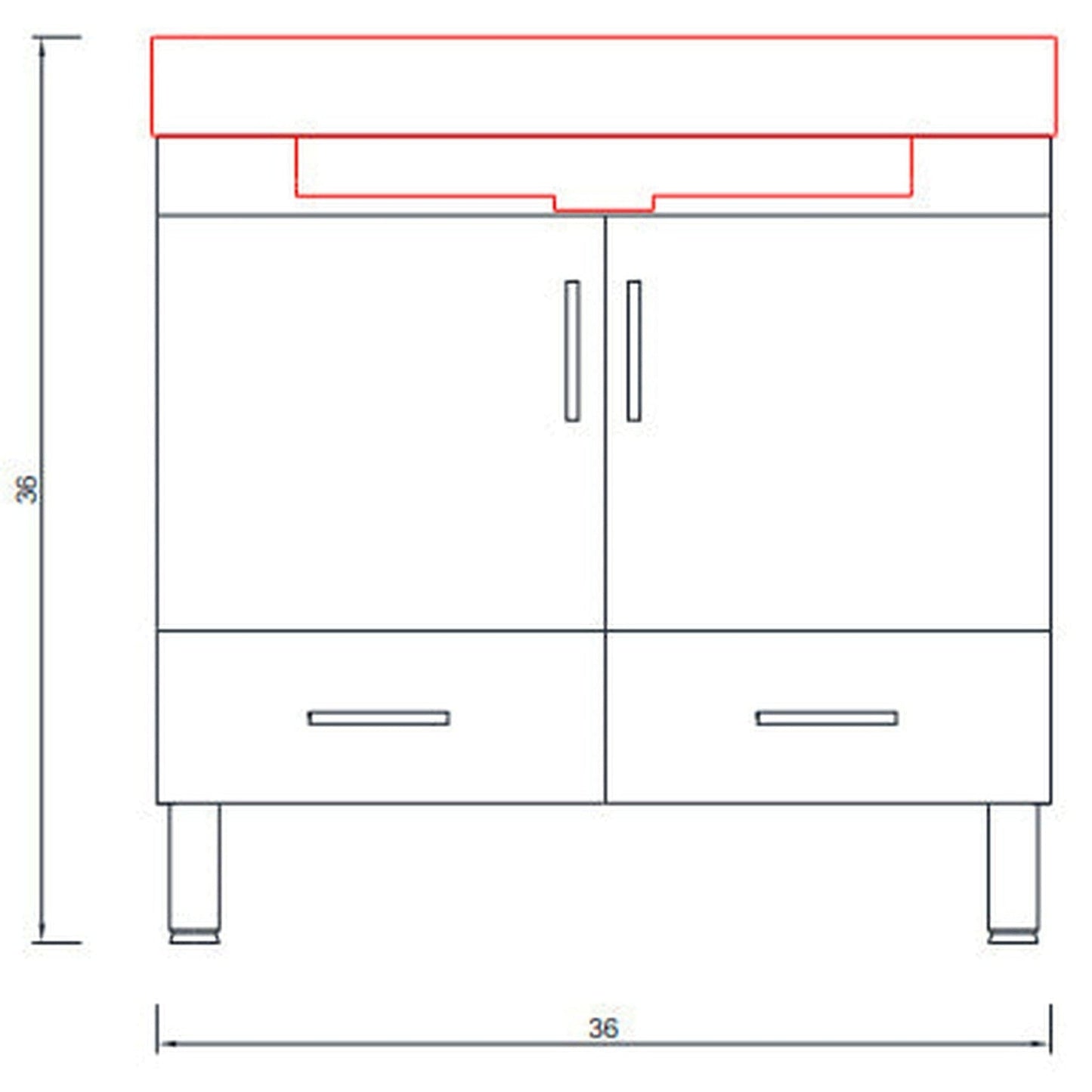 Alya Bath Ripley 36" Single Black Modern Freestanding Bathroom Vanity With Integrated Acrylic Top, Acrylic Sink and Wall Mounted Mirror - AT-8089-B+AT-36-M-B