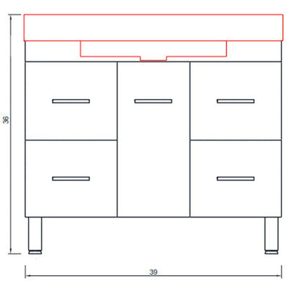 Alya Bath Ripley 39" Single Gray Modern Freestanding  Bathroom Vanity With Integrated Acrylic Top, Acrylic Sink and Wall Mounted Mirror - AT-8041-G+AT-36-M-G