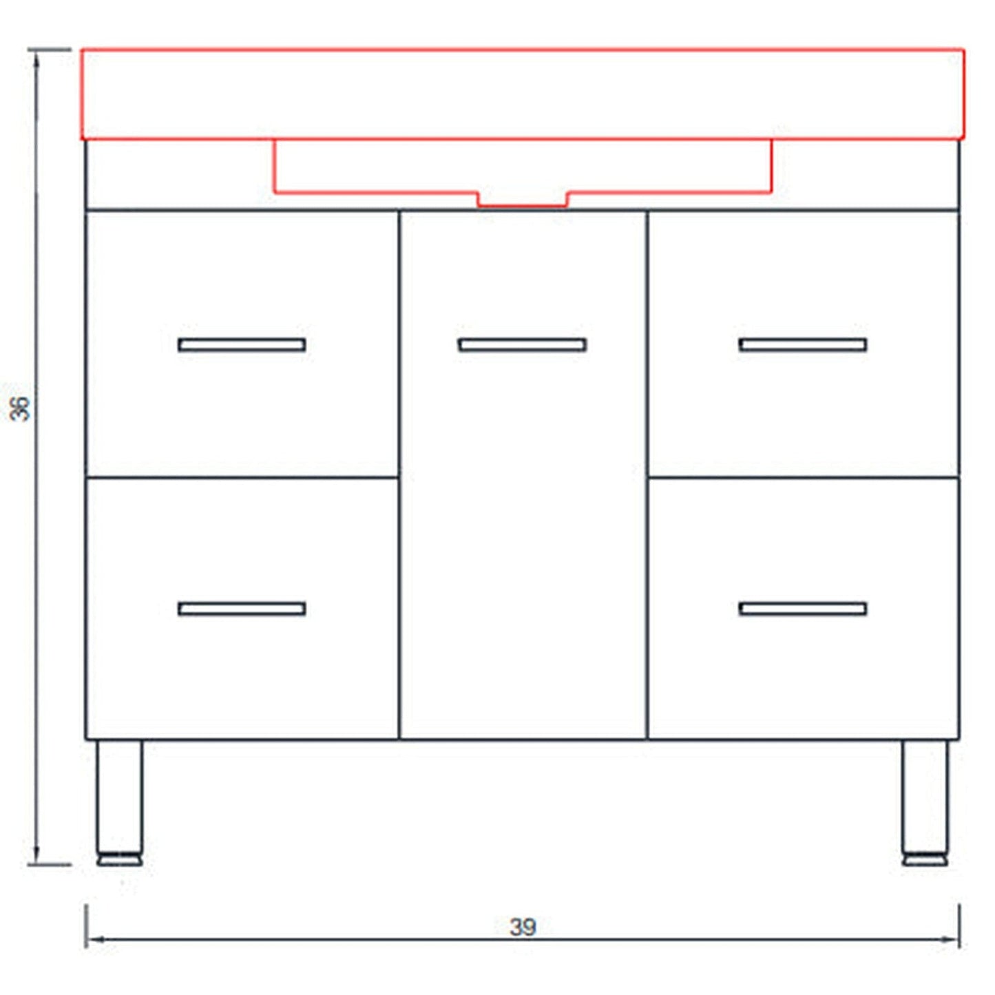 Alya Bath Ripley 39" Single White Modern Freestanding  Bathroom Vanity With Integrated Acrylic Top, Acrylic Sink and Wall Mounted Mirror - AT-8041-W+AT-36-M-W