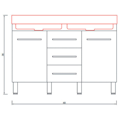Alya Bath Ripley 48" Double Gray Modern Freestanding  Bathroom Vanity With Integrated Acrylic Top, Acrylic Sink and Wall Mounted Mirror - AT-8048-G-D+AT-48-M-G