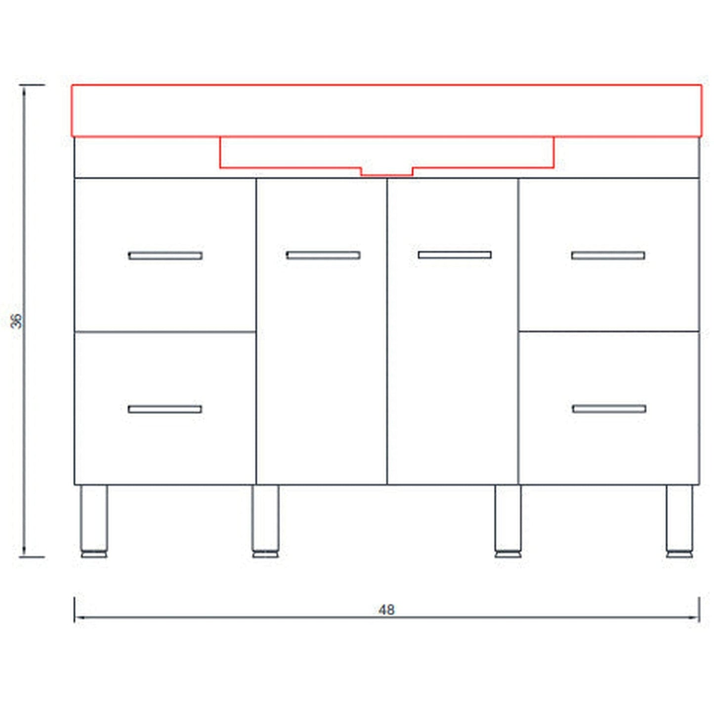Alya Bath Ripley 48" Single Gray Modern Freestanding  Bathroom Vanity With Integrated Acrylic Top, Acrylic Sink and Wall Mounted Mirror - AT-8042-G+AT-48-M-G