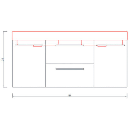 Alya Bath Ripley 54" Double Black Modern Wall Mounted Bathroom Vanity With Integrated Acrylic Top, Acrylic Sink and Wall Mounted Mirror - AT-8047-B-D+AT-48-M-B
