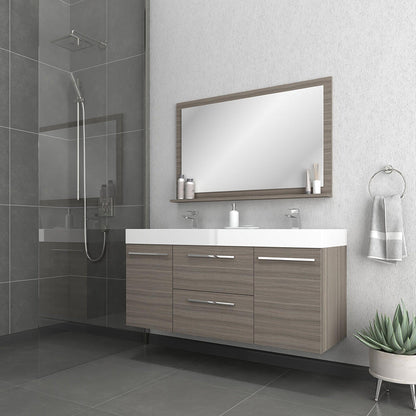 Alya Bath Ripley  54" Double Gray Modern Wall Mounted  Bathroom Vanity With Integrated Acrylic Top, Acrylic Sink and Wall Mounted Mirror - AT-8047-G-D+AT-48-M-G