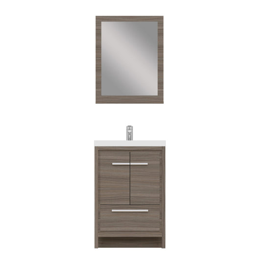 Alya Bath Sortino 24" Single Gray Modern Freestanding  Bathroom Vanity With Acrylic Top and Integrated Sink - AB-MD624-G