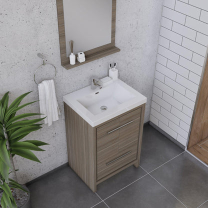 Alya Bath Sortino 24" Single Gray Modern Freestanding  Bathroom Vanity With Acrylic Top and Integrated Sink - AB-MD624-G