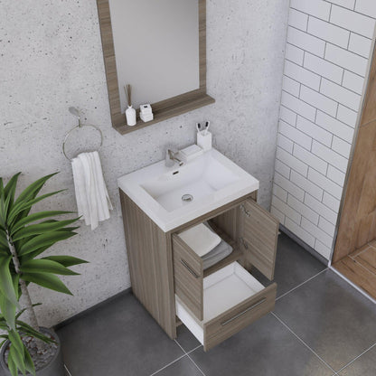 Alya Bath Sortino 24" Single Gray Modern Freestanding  Bathroom Vanity With Acrylic Top and Integrated Sink - AB-MD624-G