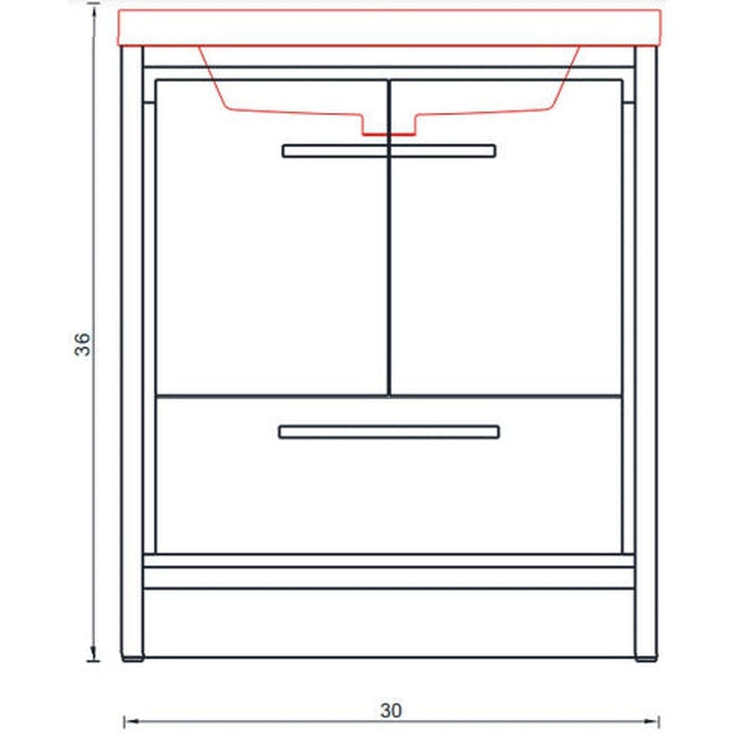 Alya Bath Sortino 30" Single Gray Modern Freestanding  Bathroom Vanity With Acrylic Top and Integrated  Sink -  AB-MD630-G
