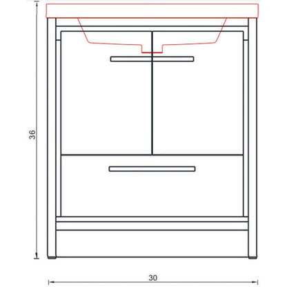 Alya Bath Sortino 30" Single Gray Modern Freestanding  Bathroom Vanity With Acrylic Top and Integrated  Sink -  AB-MD630-G