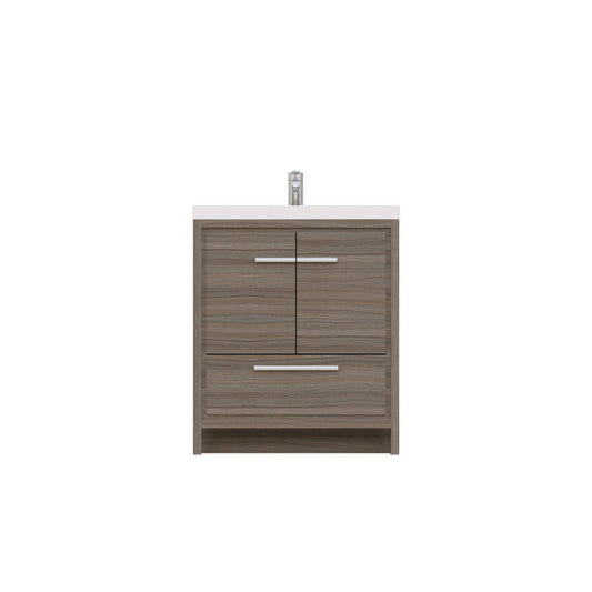 Alya Bath Sortino 30" Single Gray Modern Freestanding  Bathroom Vanity With Acrylic Top and Integrated  Sink -  AB-MD630-G