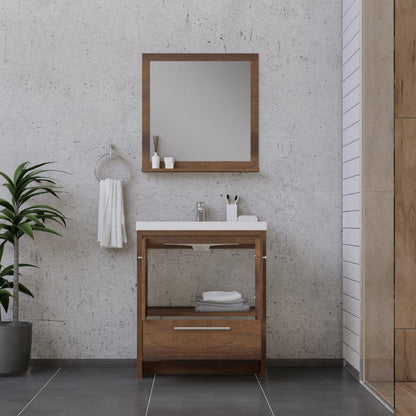 Alya Bath Sortino 30" Single Rosewood  Modern Freestanding  Bathroom Vanity With Acrylic Top and Integrated Sink - AB-MD630-RW