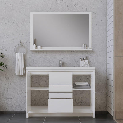 Alya Bath Sortino 48" Single White Modern Freestanding  Bathroom Vanity With Acrylic Top and Integrated Sink - AB-MD648-W