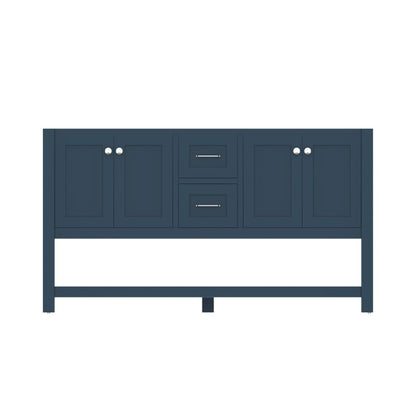 Alya Bath Wilmington 60" Double Blue Freestanding  Bathroom Vanity  With Brushed Nickel Edge Handles - HE-102-60D-B