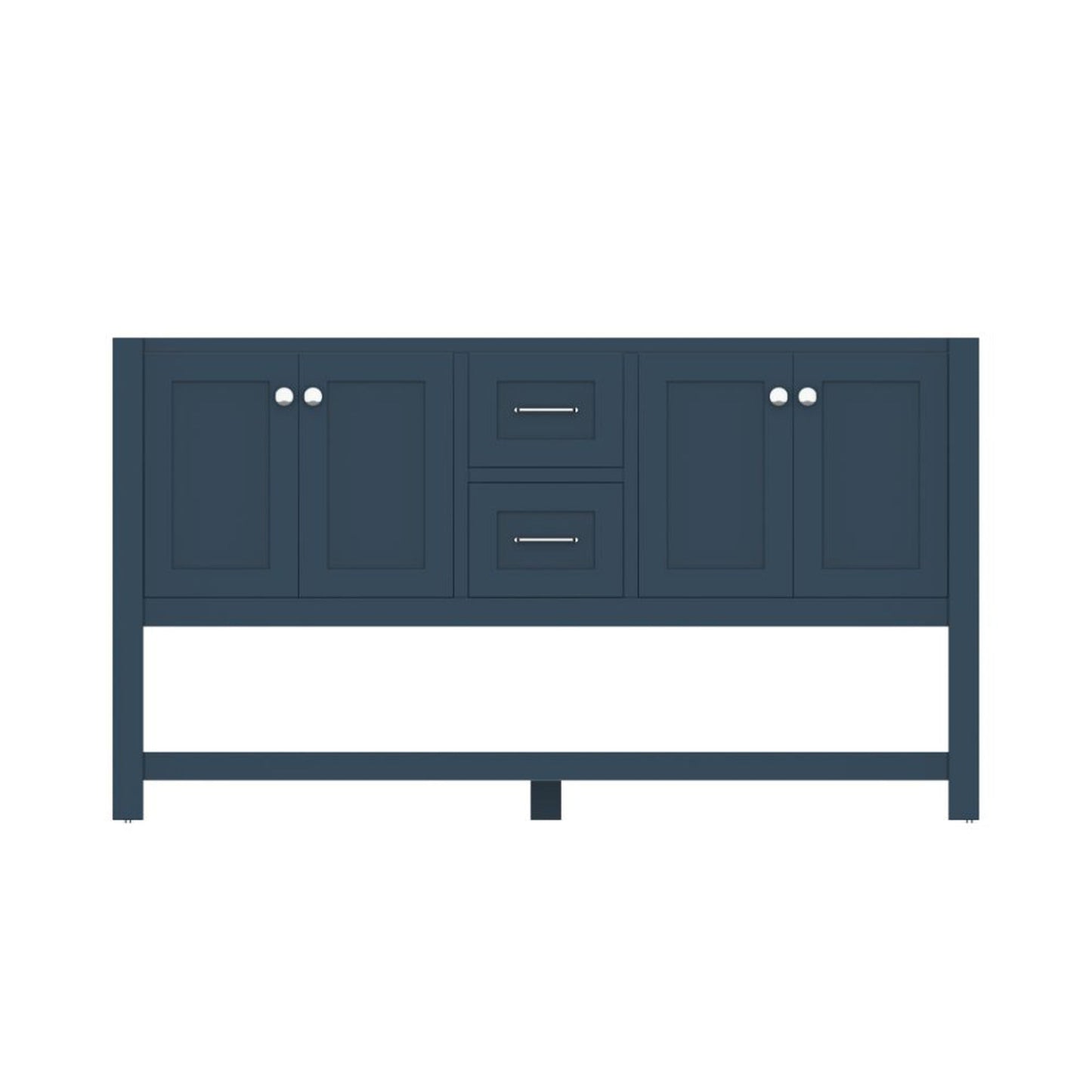 Alya Bath Wilmington 60" Double Blue Freestanding  Bathroom Vanity  With Brushed Nickel Edge Handles - HE-102-60D-B