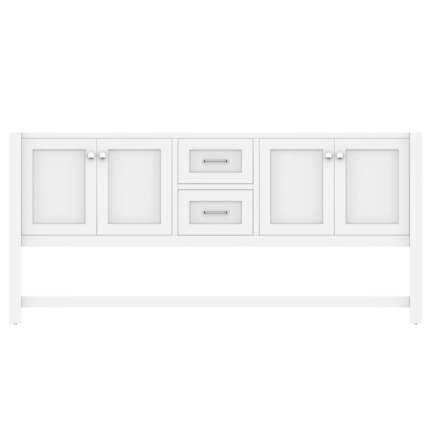 Alya Bath Wilmington 72" Double White Freestanding  Bathroom Vanity  With Brushed Nickel Edge Handles - HE-102-72D-W