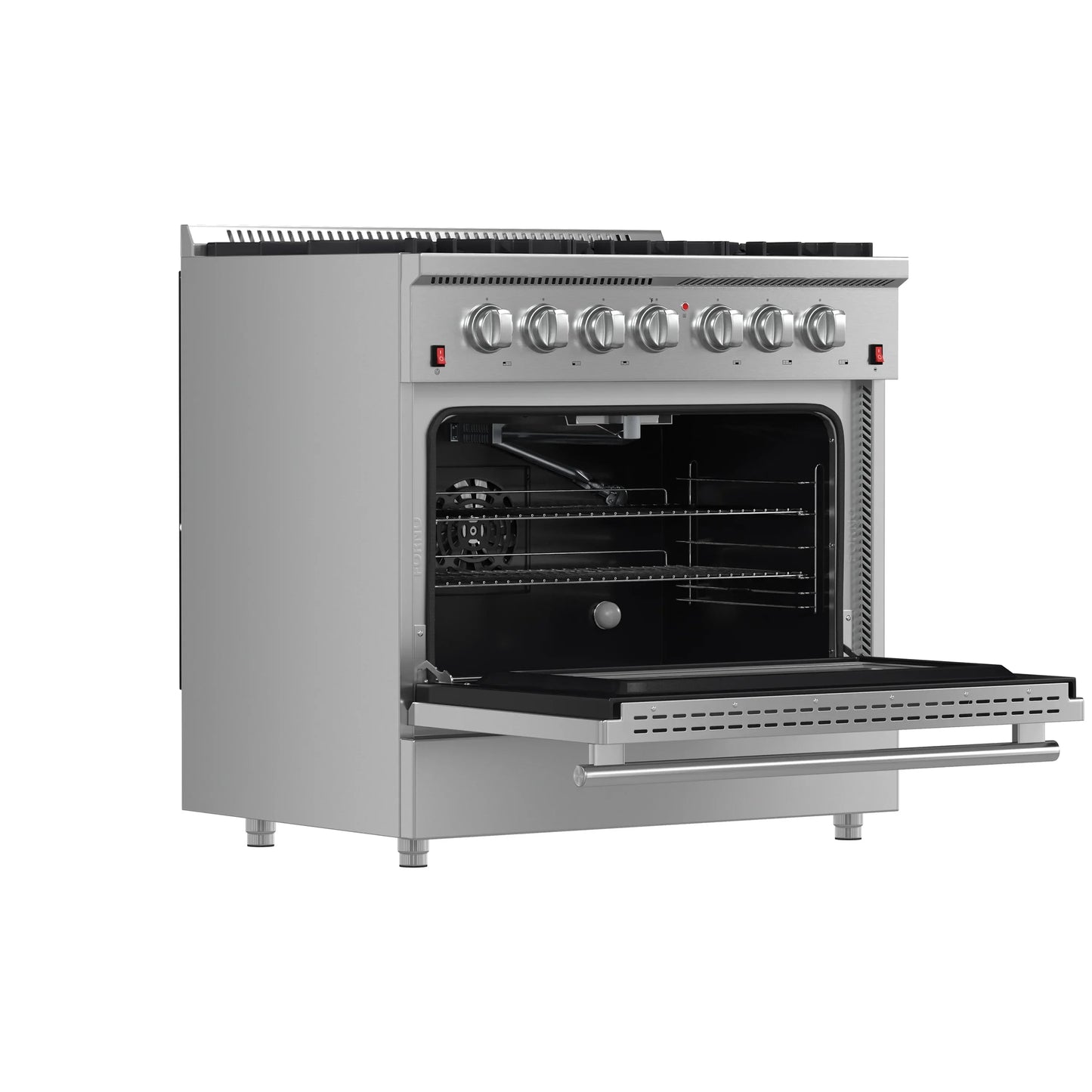 Forno 5-Piece Appliance Package - 36-Inch Gas Range, Wall Mount Range Hood, 60-Inch Refrigerator, Dishwasher, and 30-Inch Microwave Drawer in Stainless Steel - AP5-6244-36-5095-60S-30MD