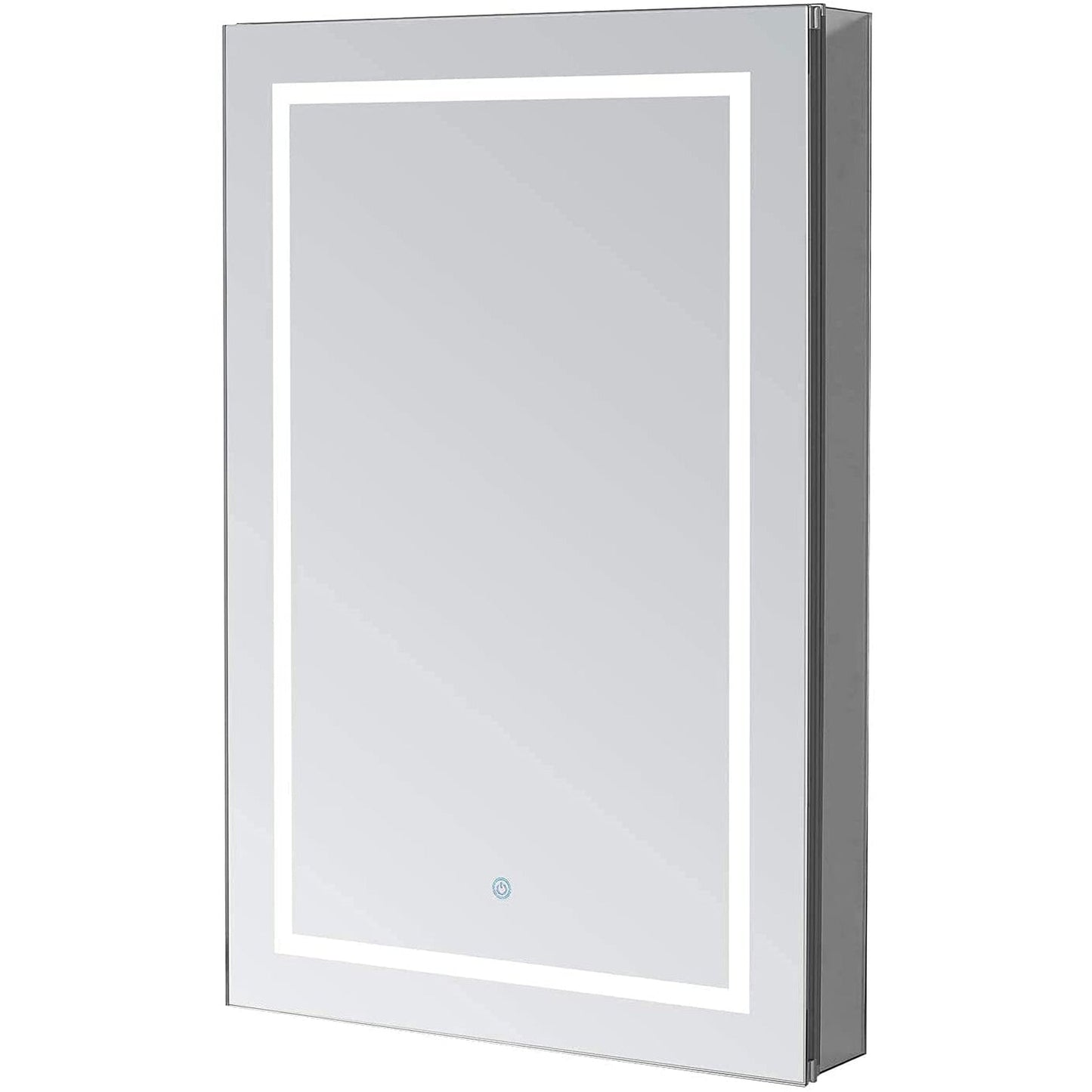Aquadom Royale Plus 24" x 30" Rectangle Recessed or Surface Mount Single View Left Hinged LED Lighted Bathroom Medicine Cabinet With Defogger, Electrical Outlet, Magnifying Mirror - RP-2430L-N
