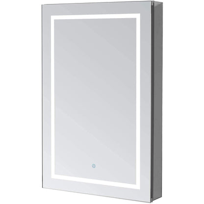 Aquadom Royale Plus 24" x 30" Rectangle Recessed or Surface Mount Single View Right Hinged LED Lighted Bathroom Medicine Cabinet With Defogger, Electrical Outlet, Magnifying Mirror - RP-2430R-N