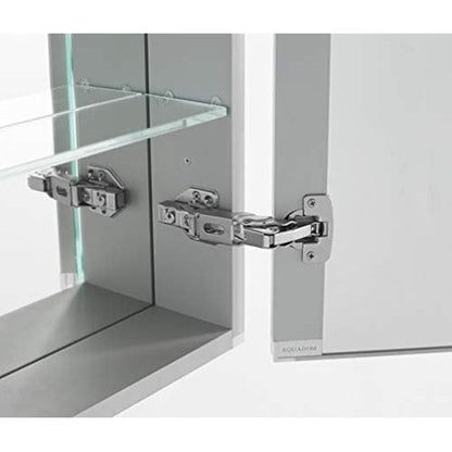 Aquadom Royale Plus 24" x 36" Rectangle Recessed or Surface Mount Single View Left Hinged LED Lighted Bathroom Medicine Cabinet With Defogger, Electrical Outlet, Magnifying Mirror - RP-2436L-N