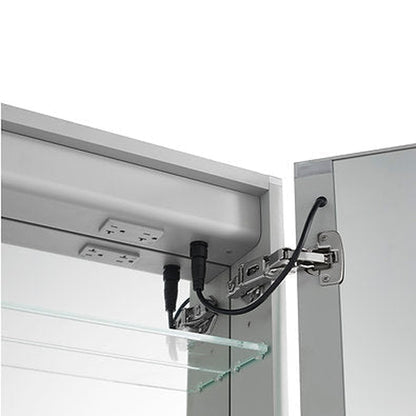 Aquadom Royale Plus 24" x 36" Rectangle Recessed or Surface Mount Single View Left Hinged LED Lighted Bathroom Medicine Cabinet With Defogger, Electrical Outlet, Magnifying Mirror - RP-2436L-N