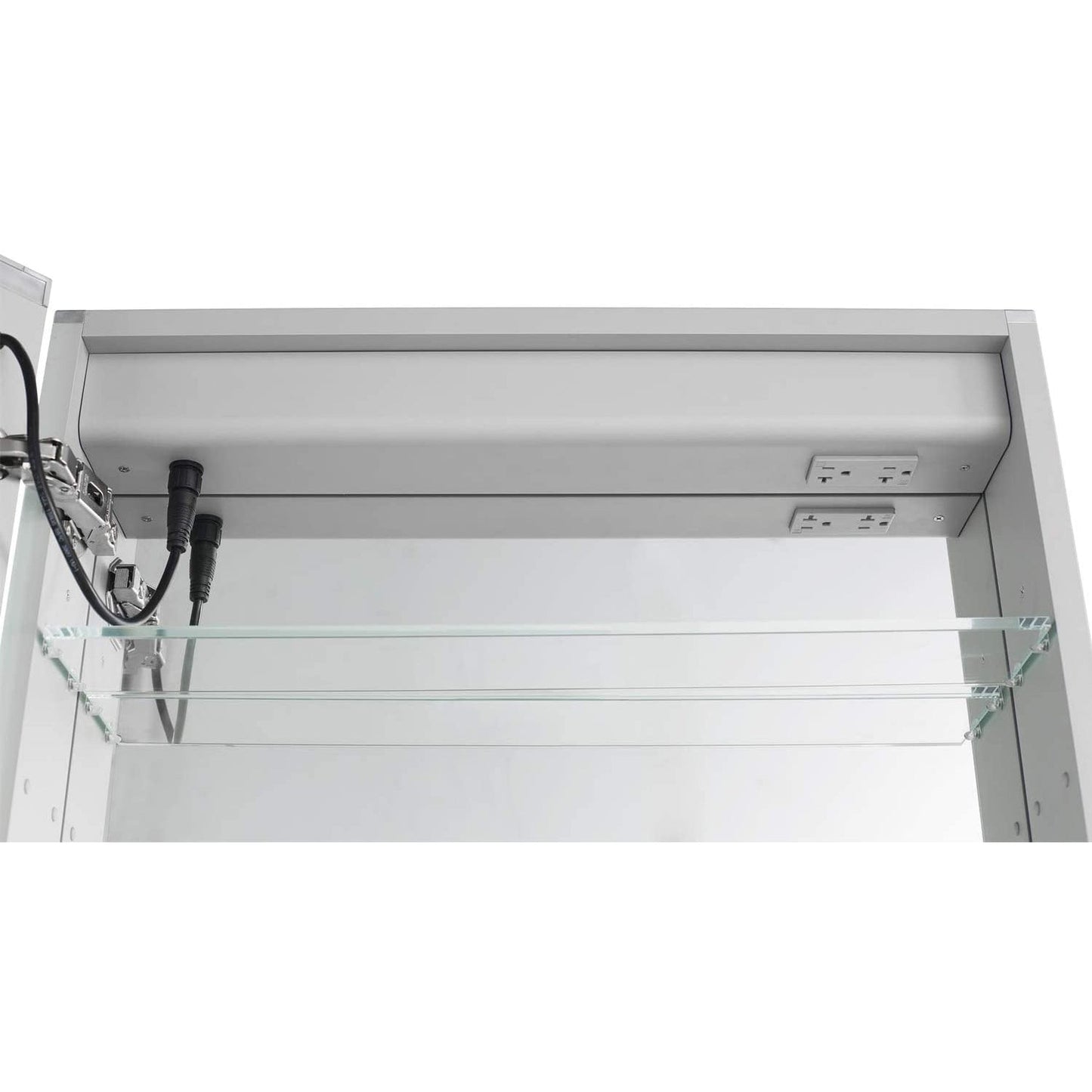Aquadom Royale Plus 36" x 30" Rectangle Recessed or Surface Mount Bi-View LED Lighted Bathroom Medicine Cabinet With Defogger, Electrical Outlet, Magnifying Mirror - RP-3630-N