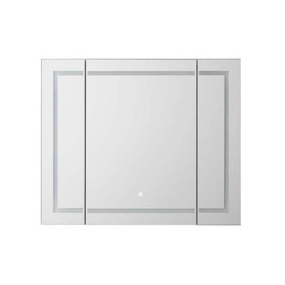Aquadom Royale Plus 36" x 36" Triple-Door LED Lighted Medicine Cabinet With Defogger, Integrated LED 3X Magnifying Mirror and Electrical Outlet With USB - RP3-3636-N