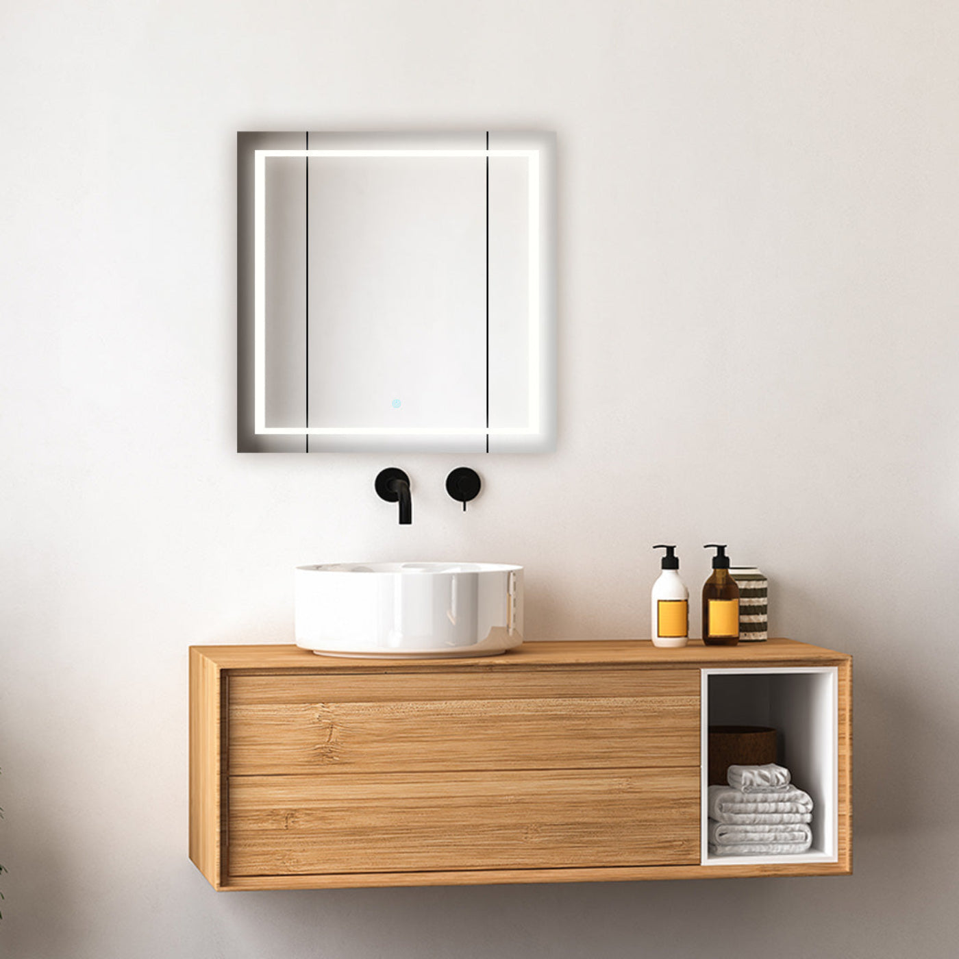 Aquadom Royale Plus 36" x 36" Triple-Door LED Lighted Medicine Cabinet With Defogger, Integrated LED 3X Magnifying Mirror and Electrical Outlet With USB - RP3-3636-N