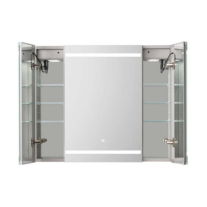 Aquadom Royale Plus 36" x 36" Triple-Door LED Lighted Medicine Cabinet With Defogger, Integrated LED 3X Magnifying Mirror and Electrical Outlet With USB - RP3-3636-N