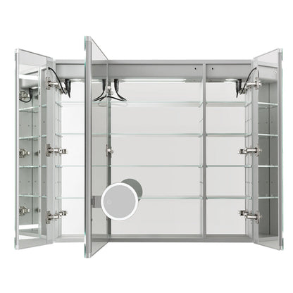 Aquadom Royale Plus 40" x 30" Triple-Door LED Lighted Medicine Cabinet With Defogger, Integrated LED 3X Magnifying Mirror and Electrical Outlet With USB - RP3-4030-N