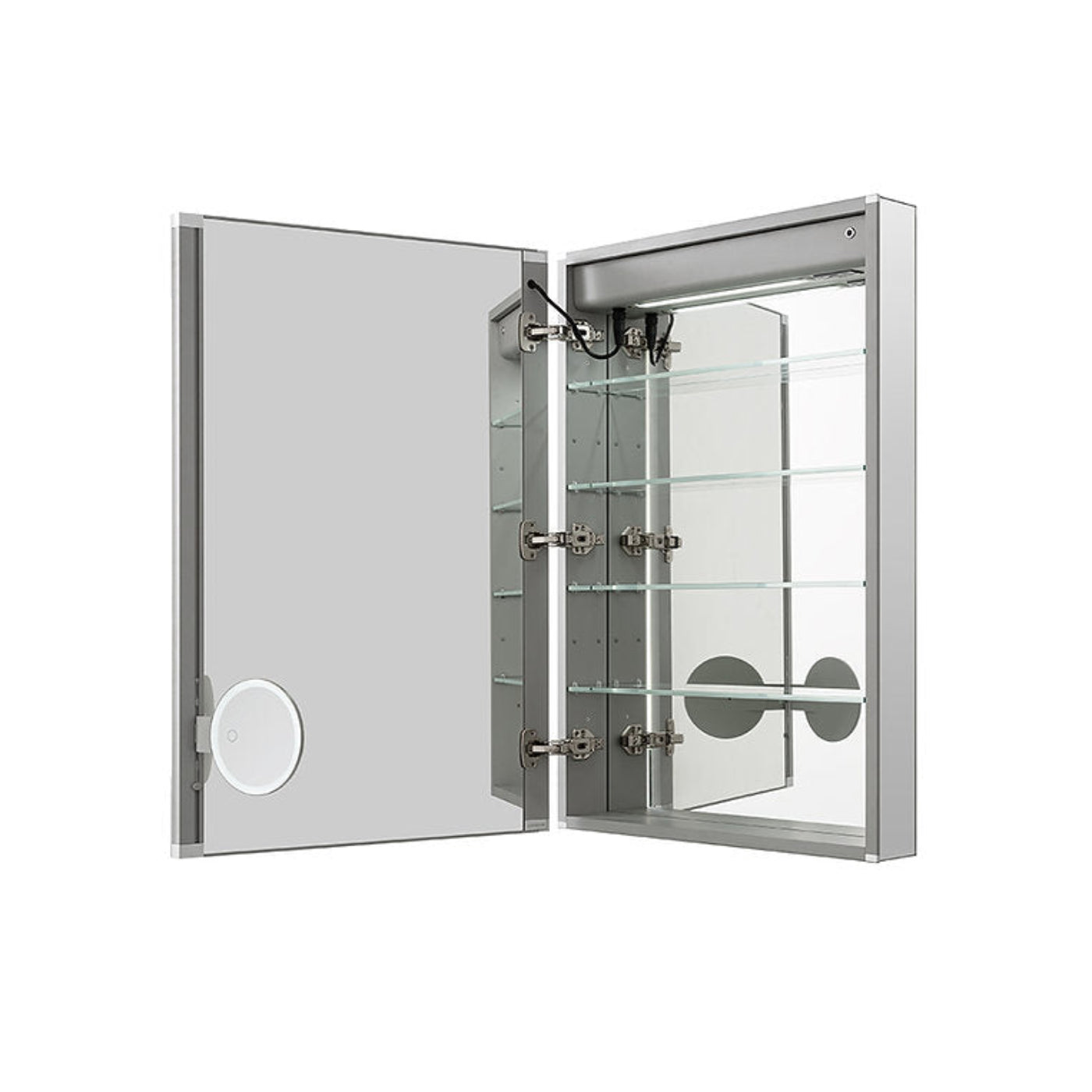 Aquadom Signature Royale 24" x 36" Rectangle Left Hinged Medicine Cabinet With Lighting, Defogger, Integrated LED 3X Magnifying Mirror And Electrical Outlet with USB - SR-2436L-N