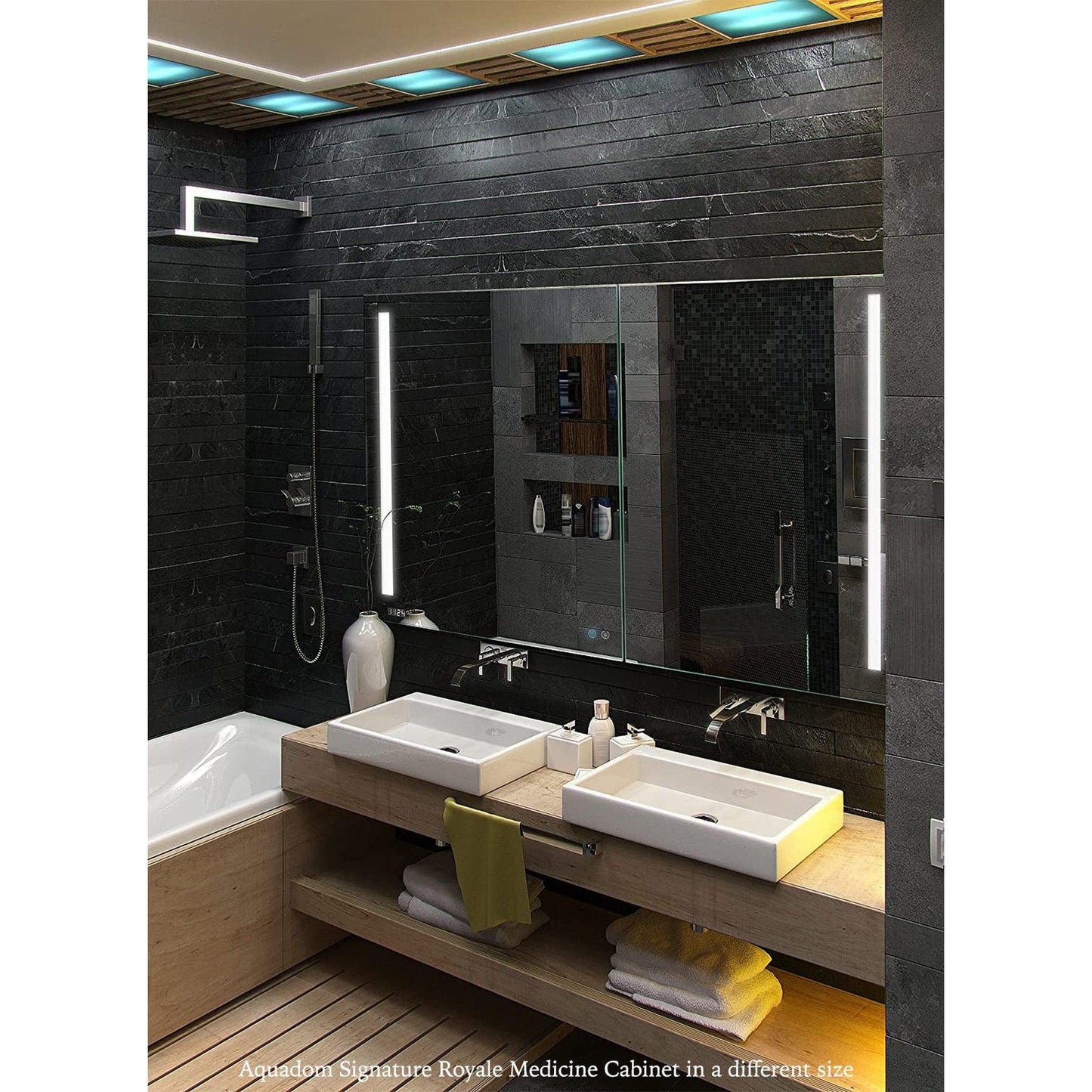 Aquadom Signature Royale Bi-View 30" x 40" Rectangular Medicine Cabinet With Lighting, Defogger, Integrated LED 3X Magnifying Mirror And Electrical Outlet with USB - SR-3040
