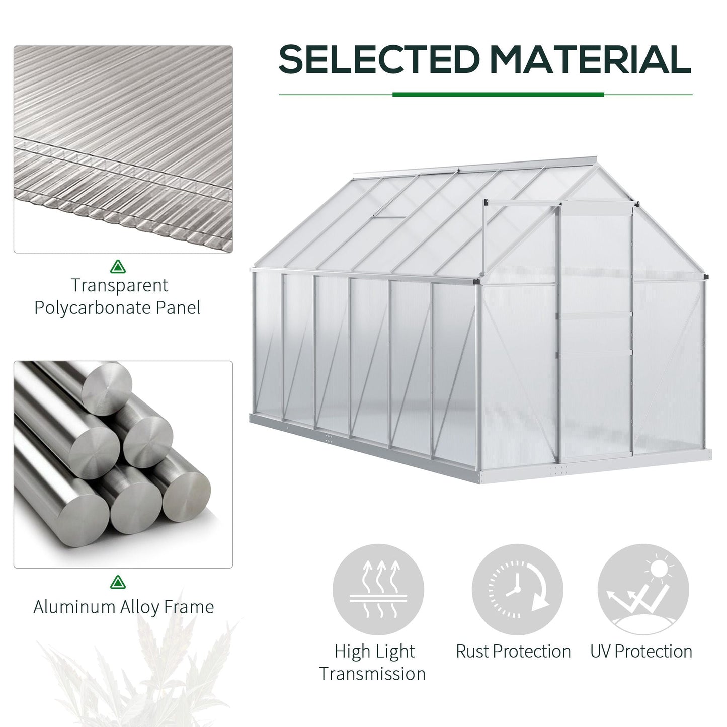 Outsunny BloomGreen 12' x 6' Greenhouse with Adjustable Roof Vent Silver - 845-540V02SR