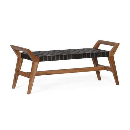 Union Home Cove Bench - Black Leather -  BDM00070