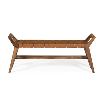 Union Home Cove Bench - Brown Leather  - BDM00071