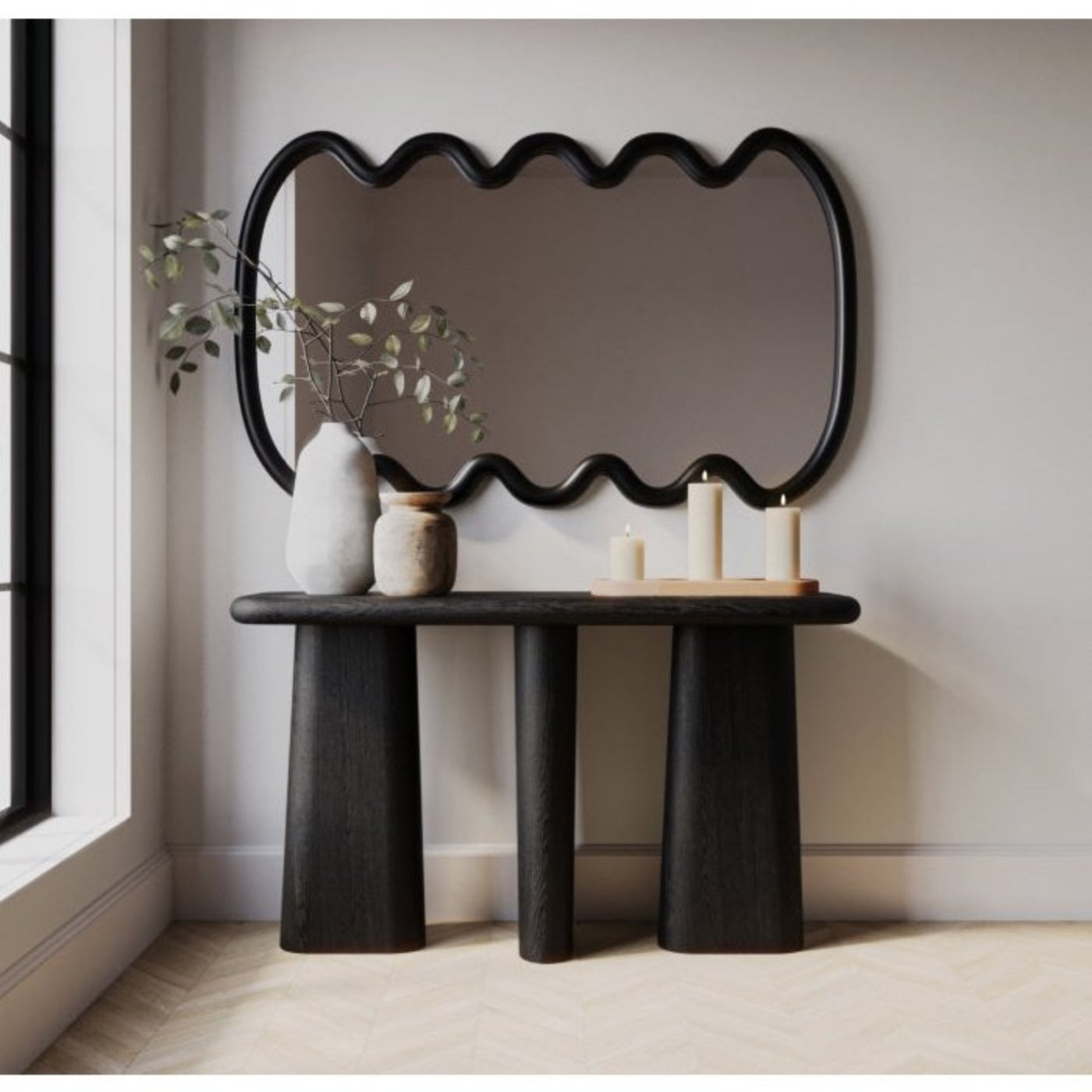 Union Home Swirl Large Mirror - Charcoal  - BDM00182