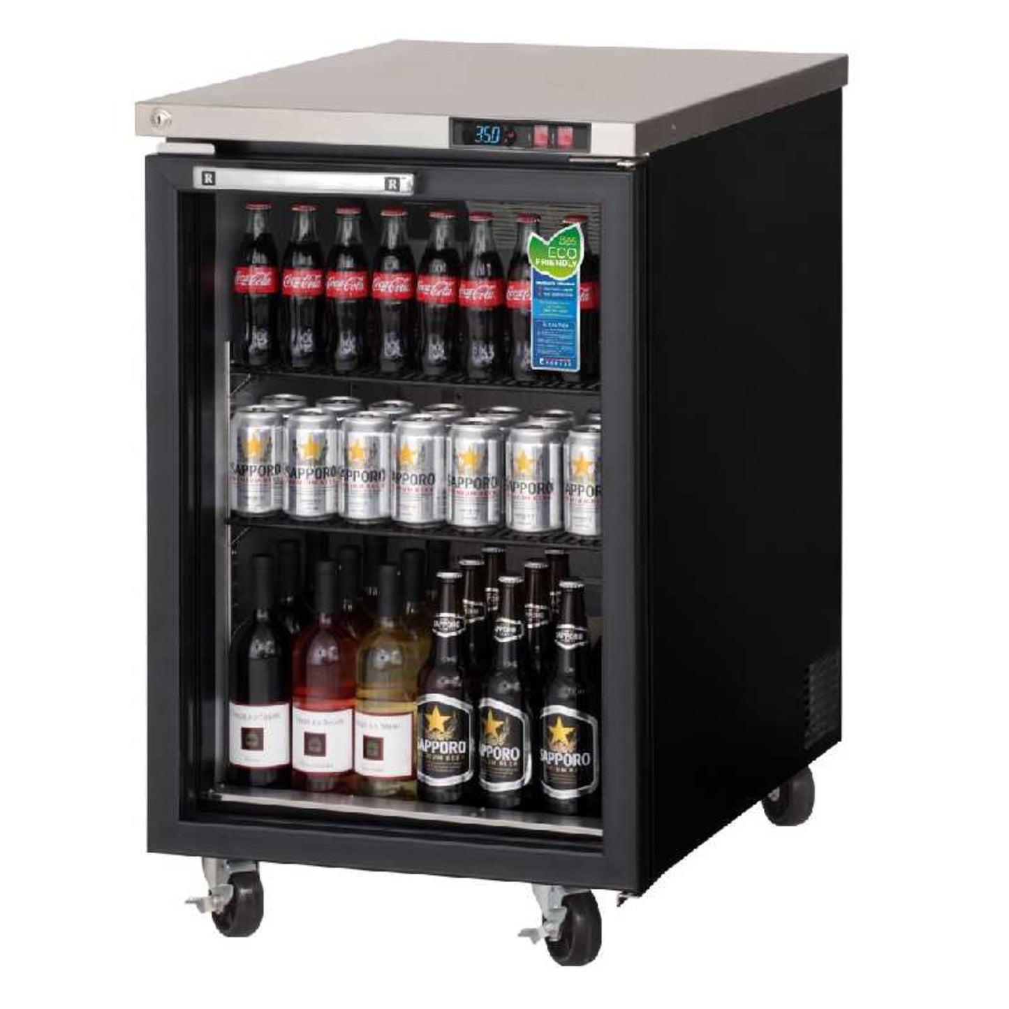 Everest Commercial 23" Back Bar Refrigerator Cooler One Section 8 cu. ft. - EBB23G