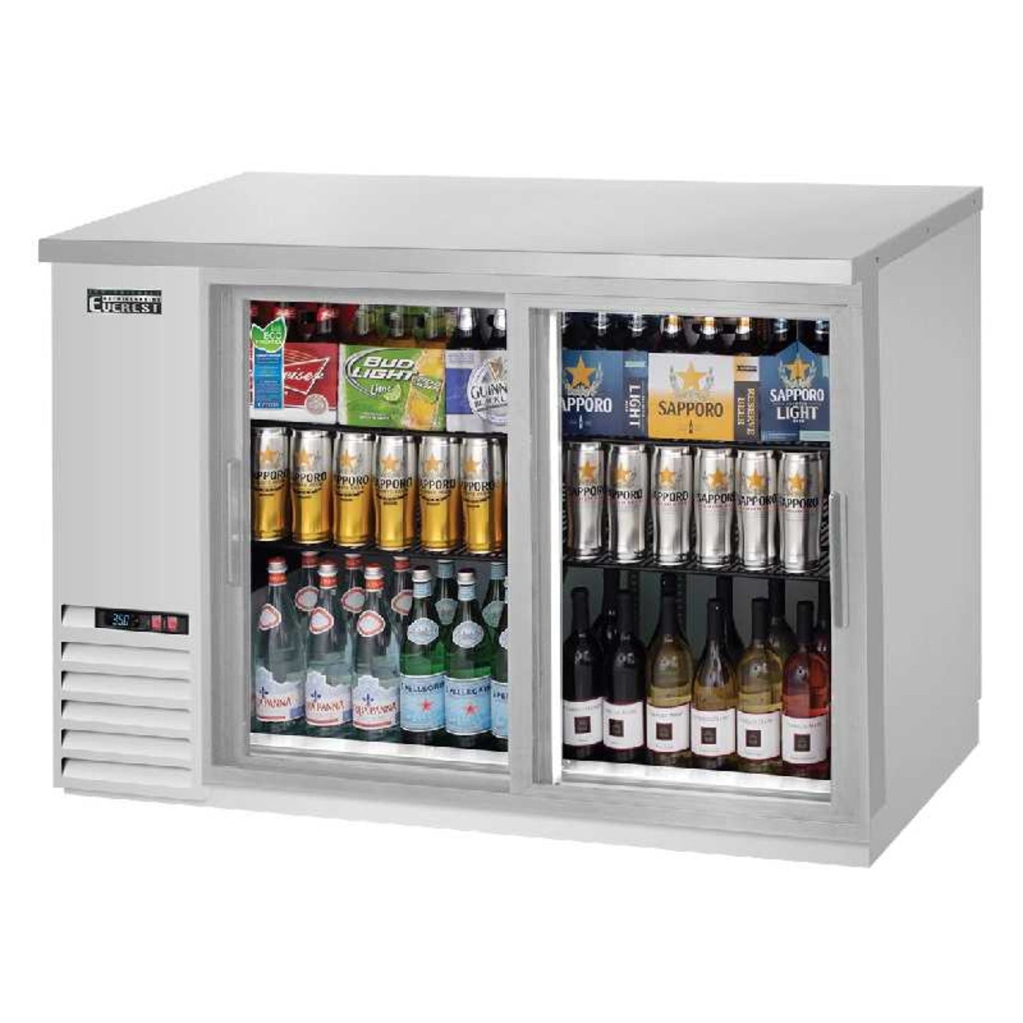 Everest Commercial 57" Back Bar Cooler Two Section - EBB59G-SD-SS