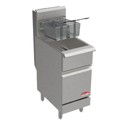 BakeMax 15.5" Natural Gas Fryer, Floor Model, 40 lb., 90,000 BTU - BAKEG40