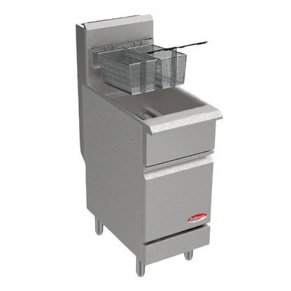 BakeMax 21" Liquid Propane Gas Fryer, Floor Model, 70 lb., 150,000 BTU - BAKEL70