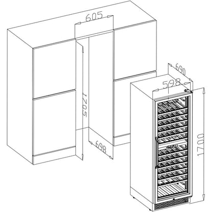 AAOBOSI 24" Free Standing 154 Bottles Wine Cooler in Stainless Steel with Wood Shelves  - YC-408B