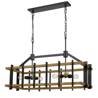 Alpine Cal Lighting Bruck 60W X 6 Metal/Pine Wood Island Chandelier - FX-3705-6