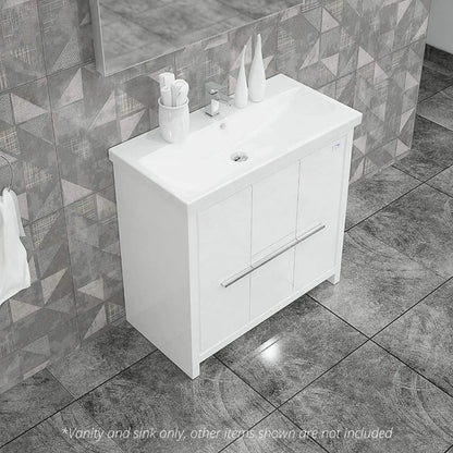 Casa Mare Alessio 36" Bathroom Vanity and Ceramic Sink Combo with LED Mirror - Alessio90GG-36